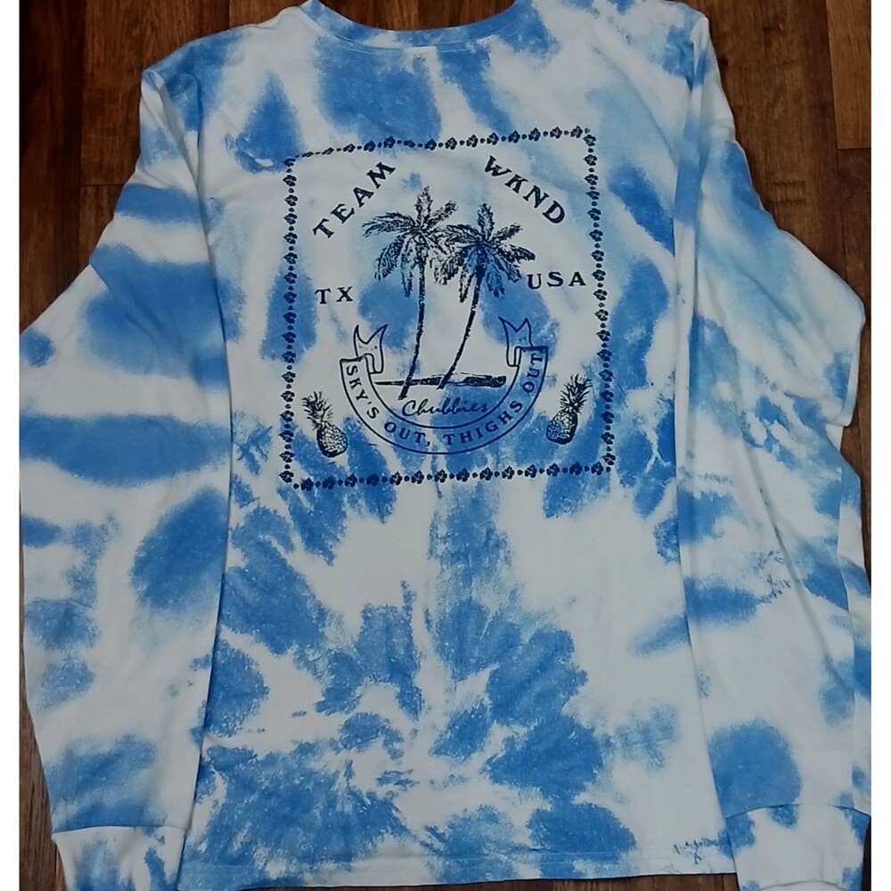 Chubbies Sky's Out Thighs Out Blue White L/S Double Sided T-Shirt XXL Men's